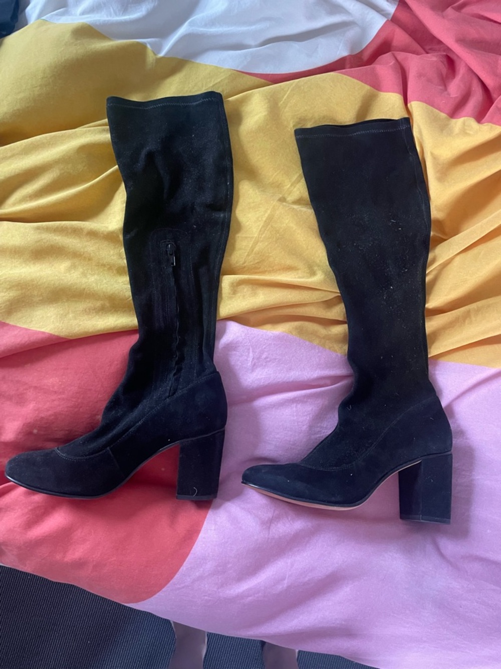 Zimmerman Black Suede Knee-High Block Heel Boots size 37 / 6